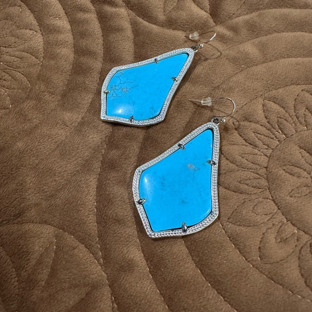 Kendra Scott Turquoise and Silver Statement Earrings